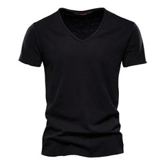 Men’s 100% Cotton V-Neck Short Sleeve T-Shirt Thin Casual Tee S-5XL