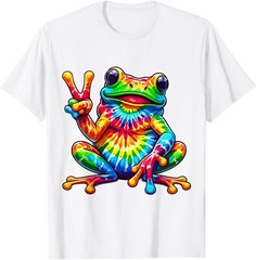 Tie-Dye Frog Peace Sign Hippie T-Shirt