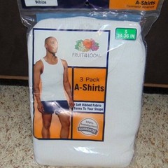 Mens Tank Tops Small 6 Pc White Ribbed A-Shirts Tagless Fruit Of The Loom