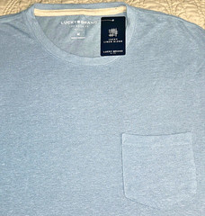 NEW LUCKY BRAND, MENS MEDIUM, LINEN-BLEND SHORT-SLEEVE POCKET🪩SHIRT-MSRP $44.50