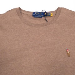 Polo Ralph Lauren Soft Cotton T-Shirt Men Medium Custom Slim Beige Cloud Heather