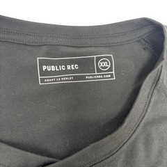 Public Rec Mens 2XL Solid Black Long Sleeve Cotton Blend Henley Shirt