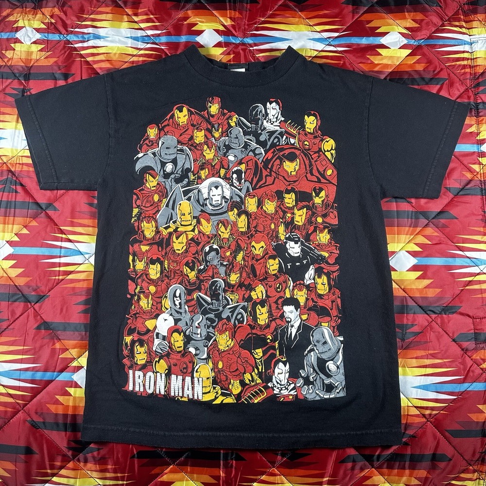 Mad Engine Multi Iron Man Shirt Mens Small Black Marvel Comics Tony Stark Y2K