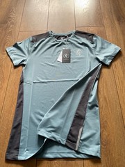 Gym King Mens Performance Smoke Blue Contrast T Shirt Panel Short Sleeve