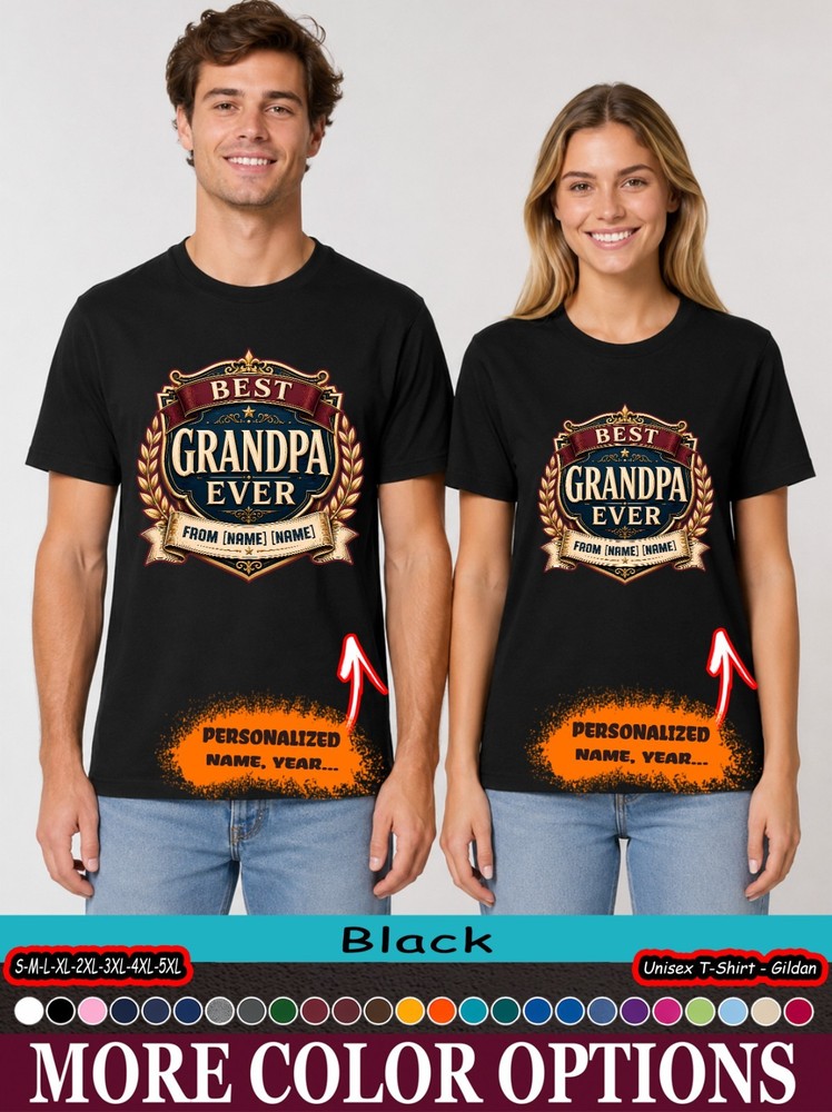 Personalized Best Grandpa Ever Shirt, Custom Name Fathers Day Tee