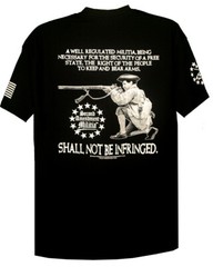 Second Amendment Militia T-Shirt Kneeling Patriot Aiming Musket 2A Gun Rights