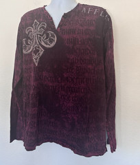 Vintage Affliction Buckle Shirt 2XL Burgundy Lava Wash Goth Y2K Grunge Mall USA