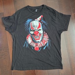 Way To Celebrate! Halloween Black Scary Creepy Clown Graphic T-Shirt Men’s Sz XL
