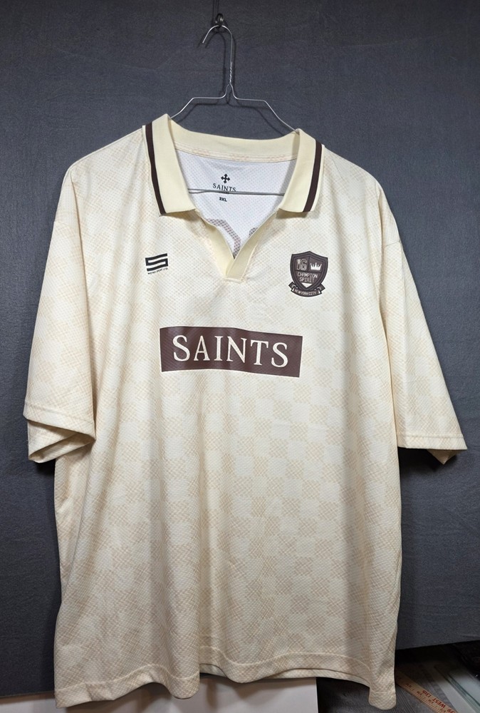 Saints Studio Cream Short Sleeve Shirt Logo Size Soccer Jersey 3XL Trendy Casual