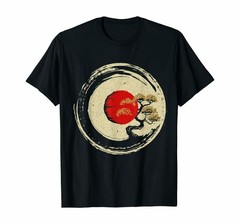 Vintage Bonsai Tree In Japanese Zen Buddhist Circle T-Shirt, Size M – 3XL