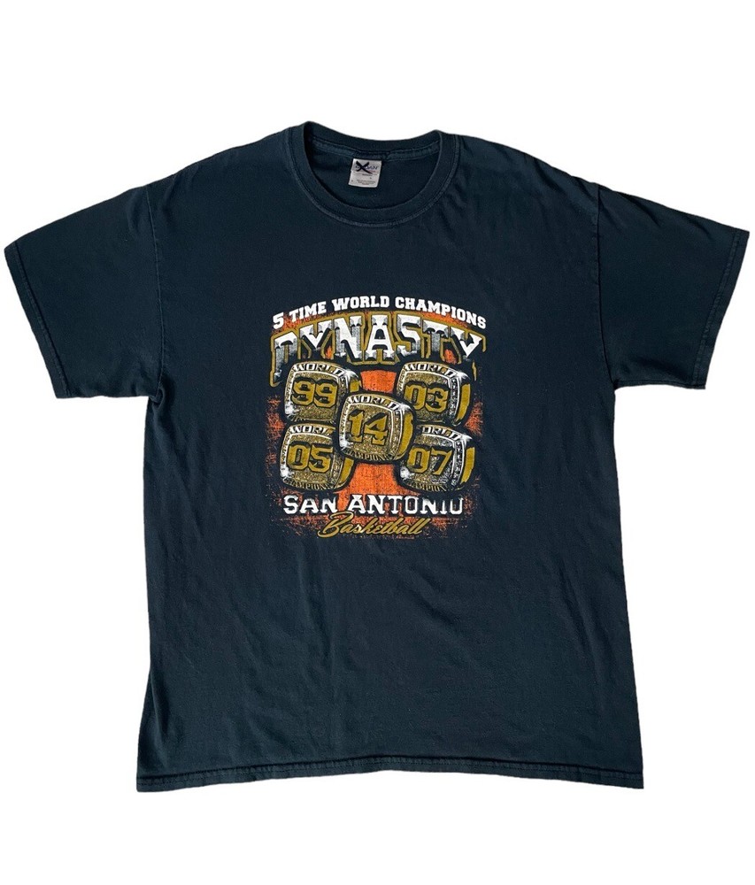 San Antonio Spurs T-Shirt NBA Championship Rings Dynasty Men’s Size Large