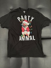 Holiday Time Pug Party Animal Shirt – Black – Mens XL
