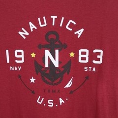 *NEW* Nautica Red Graphic Long-Sleeve Shirt Nautical Beach Travel, size Medium