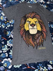 Disney The Lion King Mens T-Shirt Size Small Gray Mufasa Tribal Print