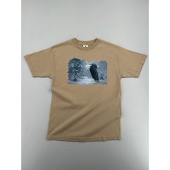 Alstyle Apparel Bald Eagle Winter Scene Graphic Tee Tan Mens Medium Bruce Miller