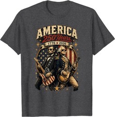George Washington Abraham Lincoln Playing Guitar 4th July T-Shirt