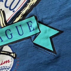 Vintage 1992 Mens L/XL Blue Levis 501 Denim Baseball League Rare Sportswear Tee