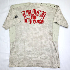 Vtg Y2k BLAC LABEL Affliction Shirt Beige Embroidered THICK AS THIEVES Men’s 2X