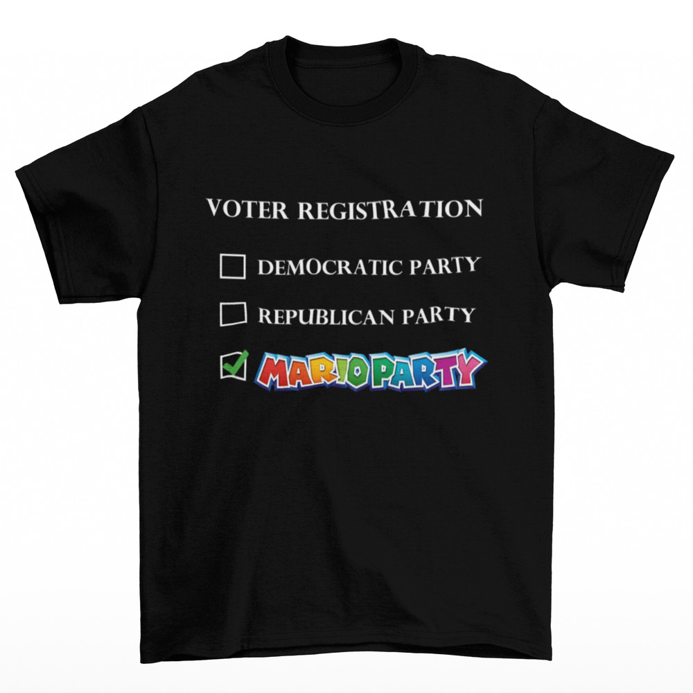 Mario Party T-Shirt Unisex Cotton Adult Voter Registration Political Video Games