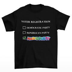 Mario Party T-Shirt Unisex Cotton Adult Voter Registration Political Video Games