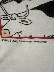 Vtg 80’s Run To The Far Side XI Tee White Long Sleeve Cartoon Cows Sz XL USA