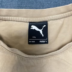 Puma Better Essentials T-Shirt Mens 2XL Beige Spell Out Graphic Everyday Wear