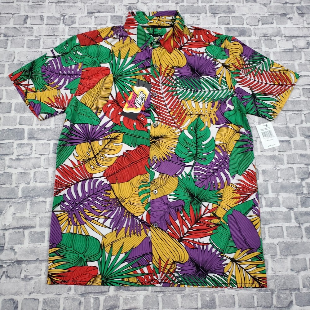 Good Vibes Drill Clothing Men’s Small Button Shirt Tropical Floral Hawaiian NWT