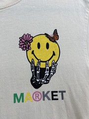 Market Smiley Face Shirt Mens Small Off White Graphic Look At The Bright Side Te