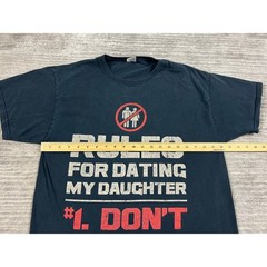 Fruit of the Loom T-Shirt Mens L Navy Rules For Dating My Daughter Graphic Tee