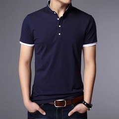 Men Polo Shirt Short Sleeve Business Casual Cotton Solid Color Lapel Knit Top