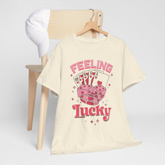 Feeling Lucky Pink Hearts Casino Graphic T-Shirt