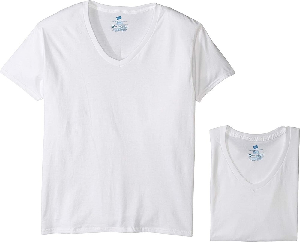 Hanes Men’s 184710 Platinum X-Temp Combed Cotton V-Neck White Size S