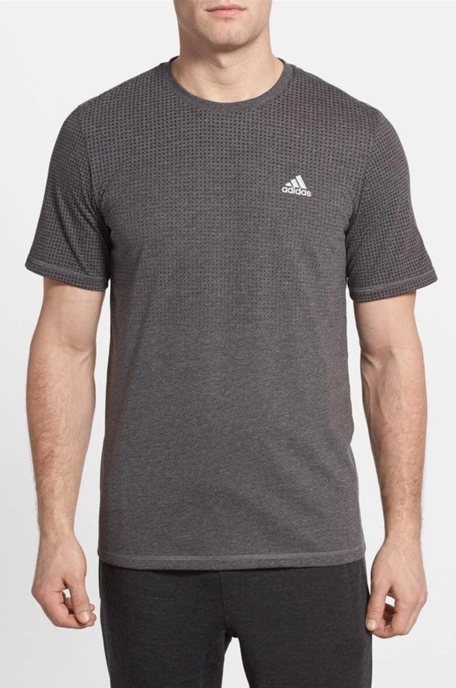 Adidas Climacool Mens Short Sleeve Aeroknit Textured Tee Shirt Gray Large