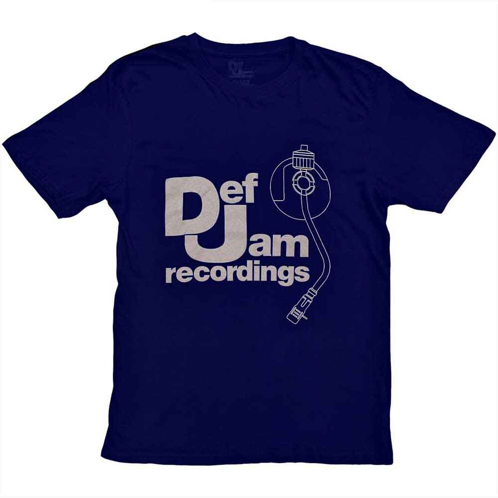 Def Jam Recordings T Shirt Logo and Stylus new Official Mens Navy Blue