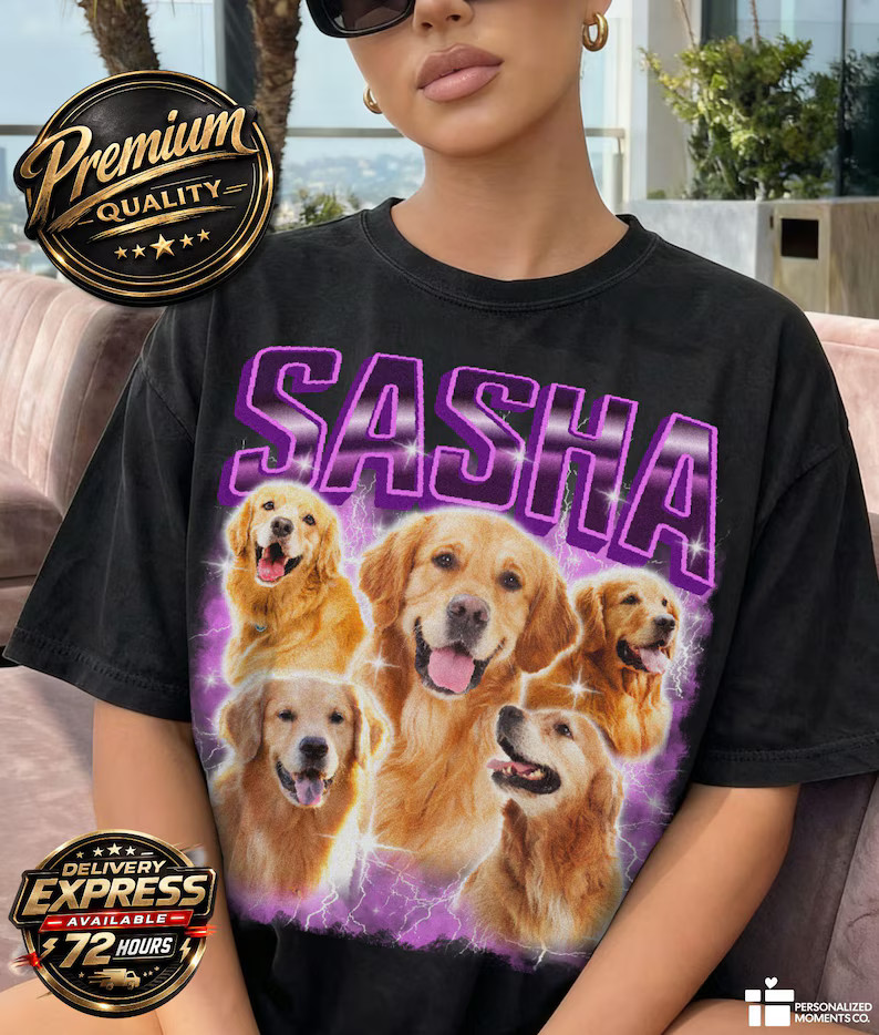 Custom Dog Photo Comfort Tee Personalized Pet Picture Shirt