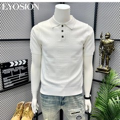 Men Vintage Jacquard Knitted Hollow Out Summer Short Sleeve Sweater Chic Tops