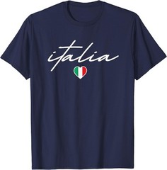 Italian Flag Italy Vintage Italia Heart Cursive Womens Girls T-Shirt