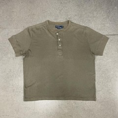 Vintage 90s Polo Ralph Lauren Olive Green Button Up Henley Tshirt XL