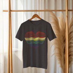 Rainbow Heart T-Shirt – LGBTQ Pride Equality Graphic Tee A493