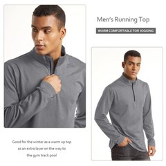 Mens Athletic Shirts Long Sleeve 1/4 Zip Lightweight Fleece Golf Active Pullover