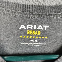 Ariat Rebar Shirt Mens Medium Gray Short Sleeve Pocket Skull Flag Workwear Tee