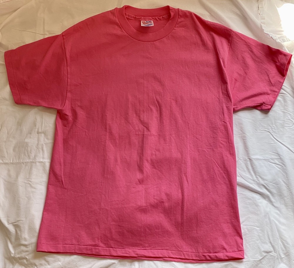 Vintage Single Stitch 1995 Hanes Heavyweight 50/50 XL Tee Shirt Plain Pink