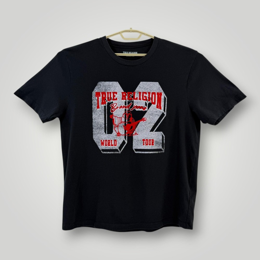 True Religion Shirt Mens 3XL Black World Tour 02 Graphic Tee Brand Jeans Music