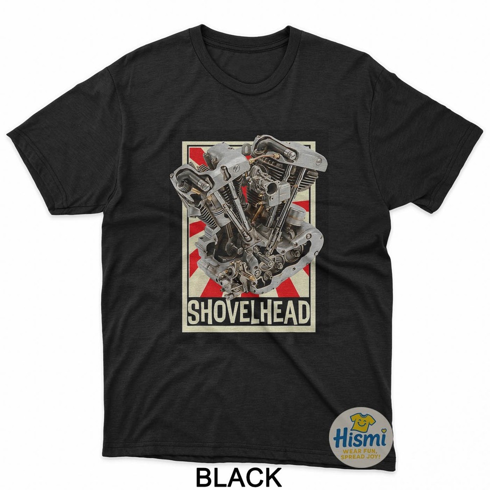 Vintage Shovelhead Motorcycle Engine Cutaway Diagram Retro T-Shirt