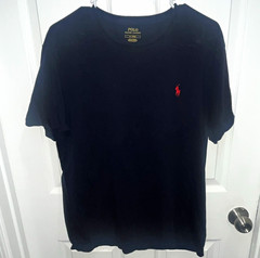 Polo Ralph Lauren Men’s M Navy Blue Crewneck Short Sleeve Cotton Polo Red Logo