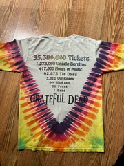 Vintage 1996 RARE Grateful Dead Tour Statistics Small Thrashed Tie Dye Band