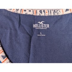 Hollister Mens Large Blue Space Dye Tank Top Geometric Pocket Tribal Trim Cotton