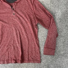 Banana Republic Marled Henley Shirt Mens Large Red Long Sleeve Casual