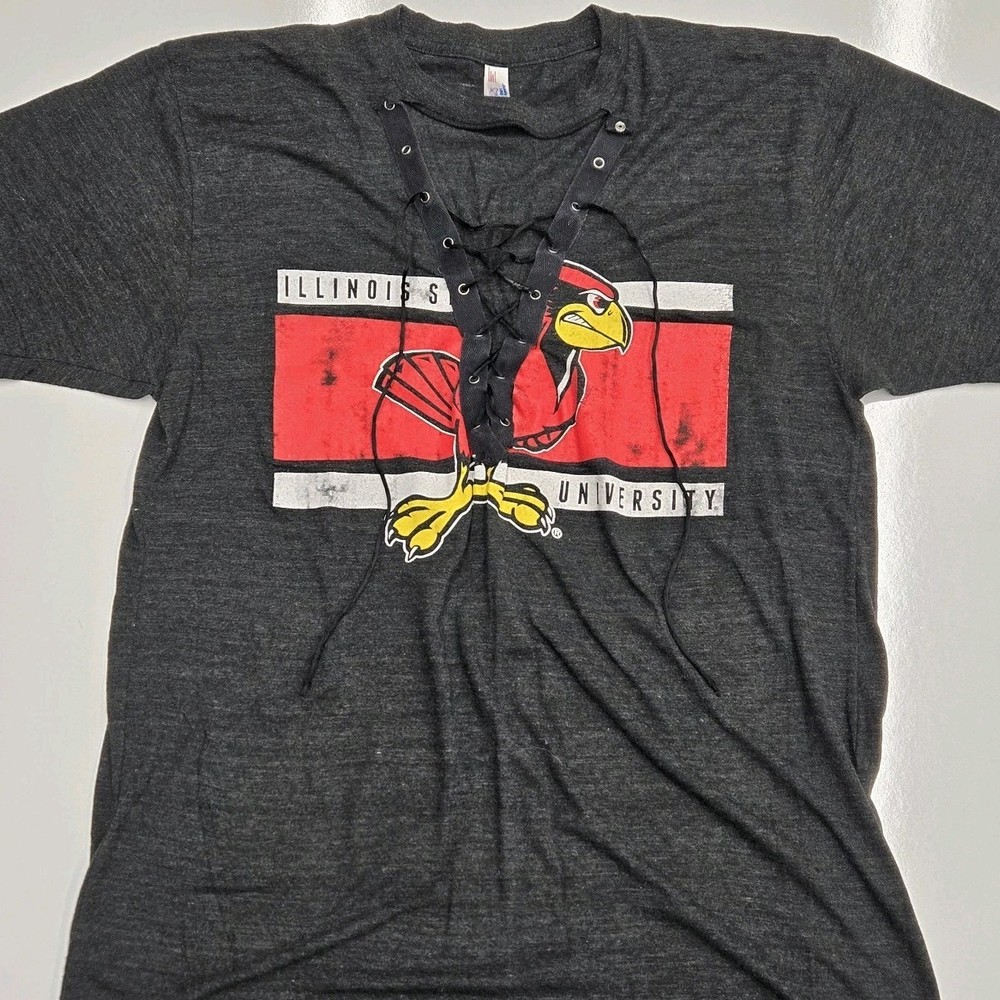 Vintage Illinois State University Redbirds Lace Up Short Sleeve Track Shirt