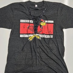 Vintage Illinois State University Redbirds Lace Up Short Sleeve Track Shirt